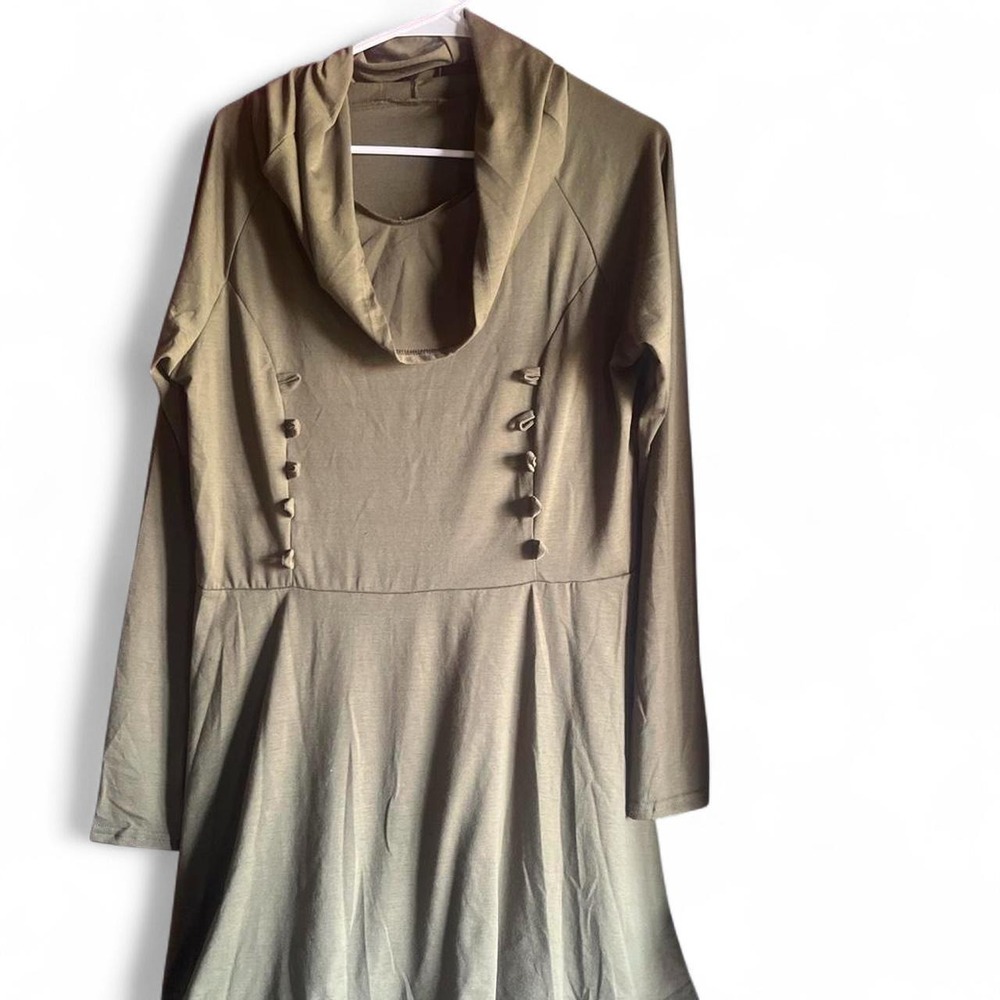 olive green cowl neck pull over